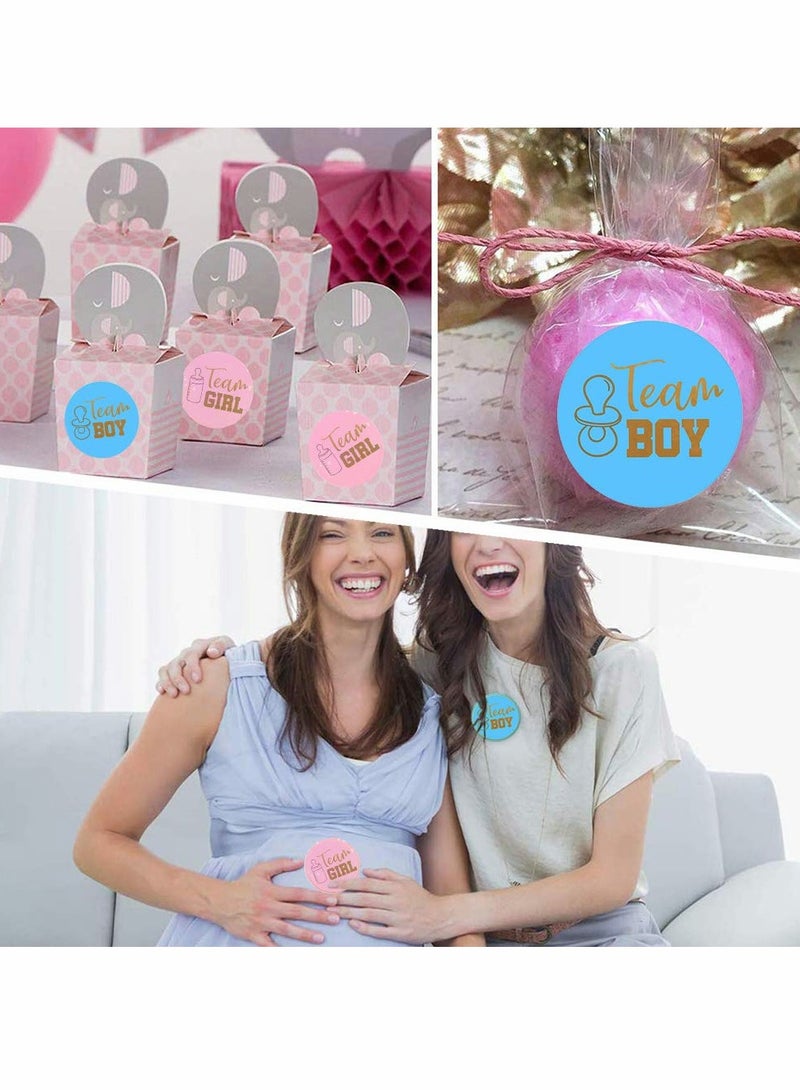 48 Gender Reveal Stickers with Gold Glitter for Baby Shower and Party Games Team Boy Team Girl Labels - Image 4