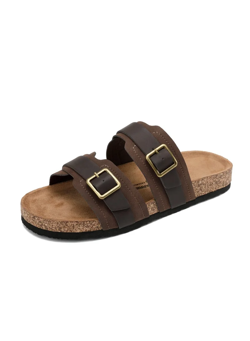 ARRIGO BELLO  Men's Double Buckle Footbed Clogs Sandals Comfortable Adjustable Dressy Open Toe Casual Non Slip Summer Shoes