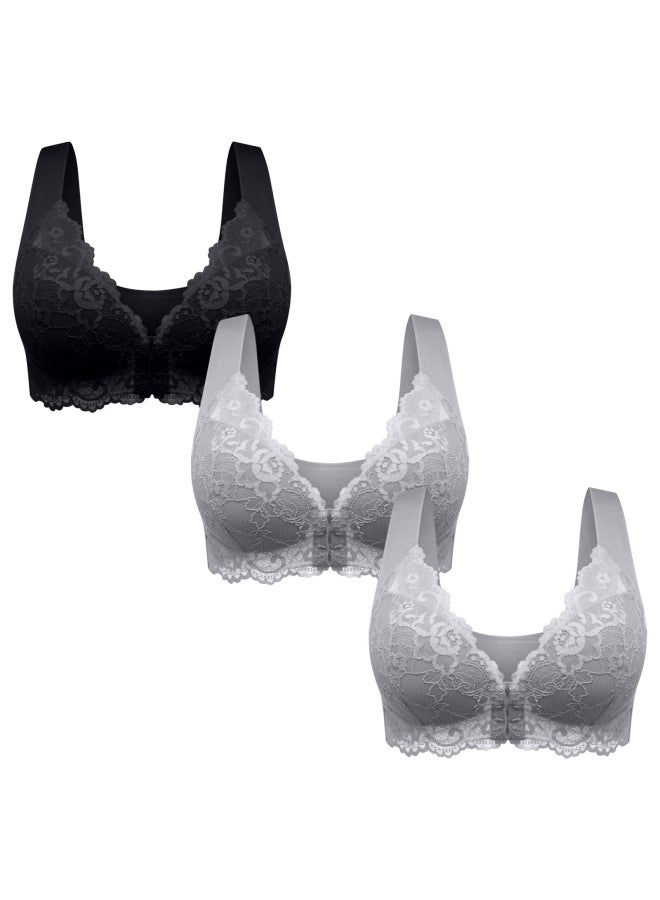 Selected American Front Buckle Vest Bra Plus Size Lace No Bra Back Underwear European And American Bra