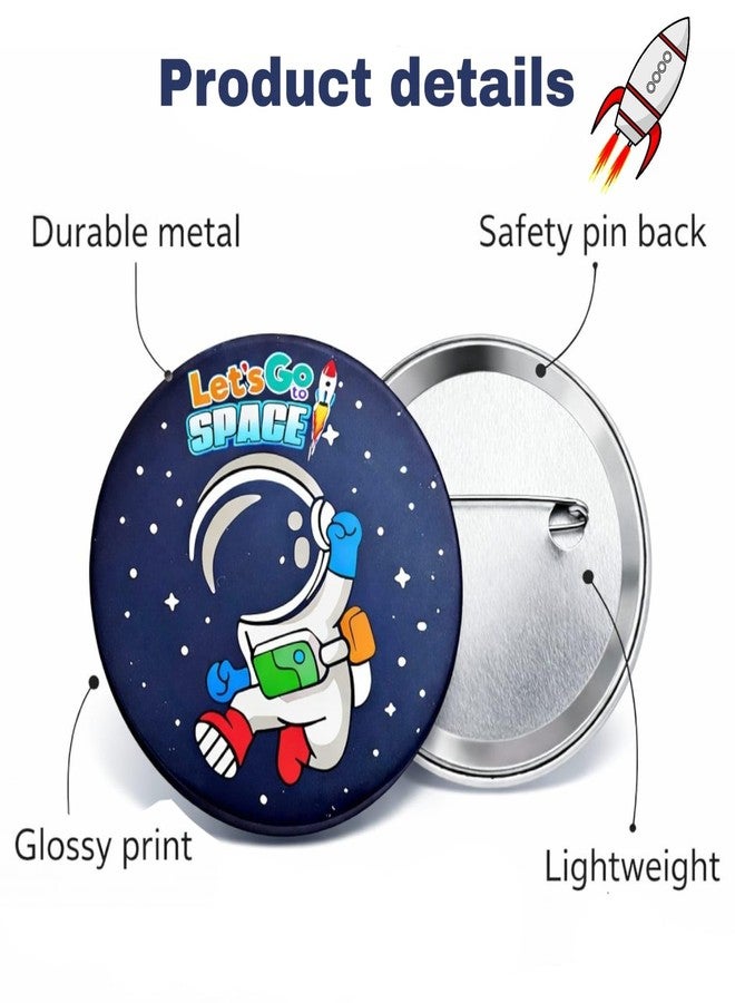 AMYCAUR Space Theme Pin Badge Brooch For Kids - Cute Cartoon Safety Pin Badge For School, Backpack, T-Shirts & Return Gifts - School Giveway Item - Kanjak Gift (6 Pcs) - Image 3