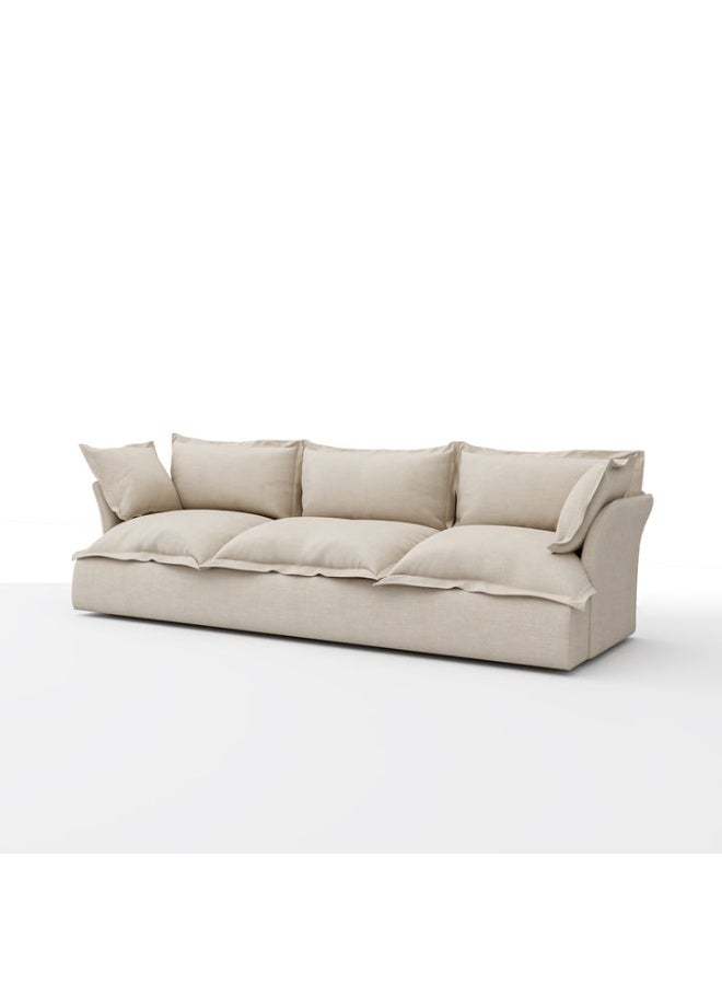 ariika Haven 3 Seater Sofa 295 x 100 H:80 cm - Beige, 100% Polyester Linen Texture Soft Feel, Latex & down alternative filling.