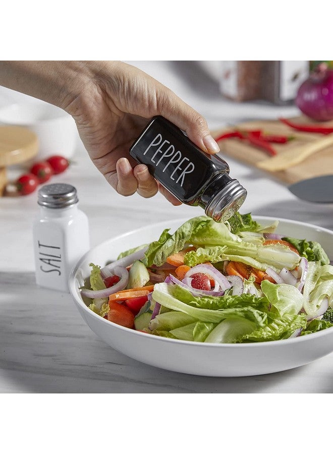 KITOME Salt & Pepper Shaker Set with Stainless Steel Lid and Cleaning Brush for Kitchen. (Black & White) - Image 4
