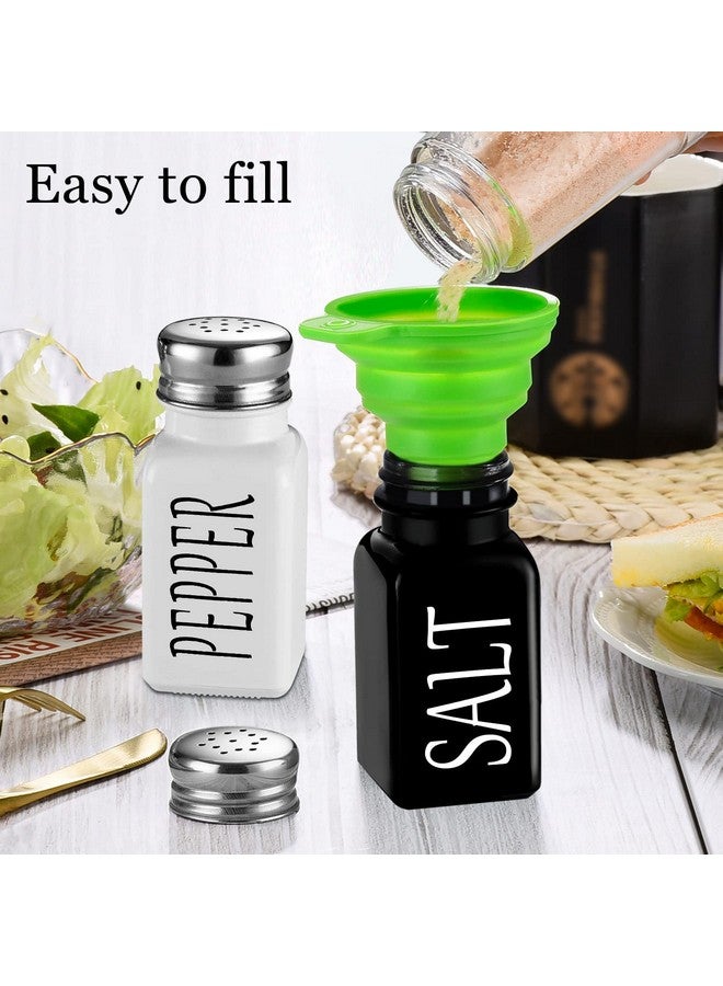 KITOME Salt & Pepper Shaker Set with Stainless Steel Lid and Cleaning Brush for Kitchen. (Black & White) - Image 5