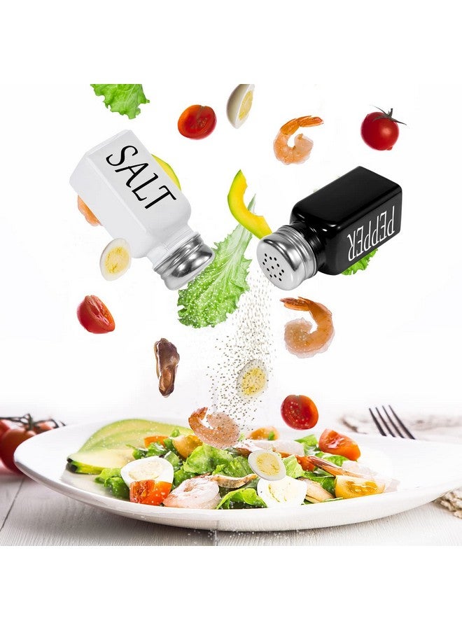 KITOME Salt & Pepper Shaker Set with Stainless Steel Lid and Cleaning Brush for Kitchen. (Black & White) - Image 2