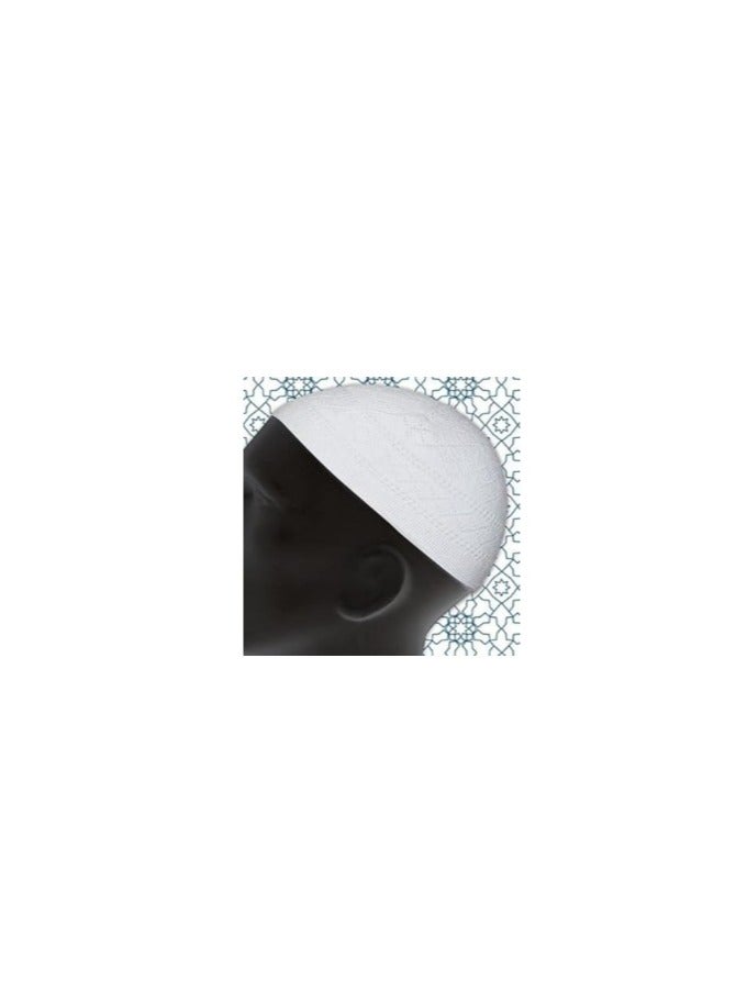 Pack of 6pc Cap Men's Muslim Designer Stretchable Prayer Cap White - Image 2