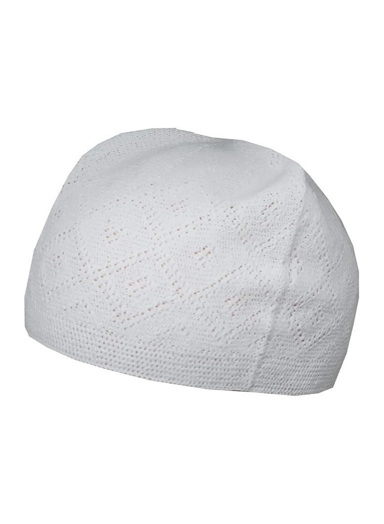 Pack of 6pc Cap Men's Muslim Designer Stretchable Prayer Cap White - Image 3