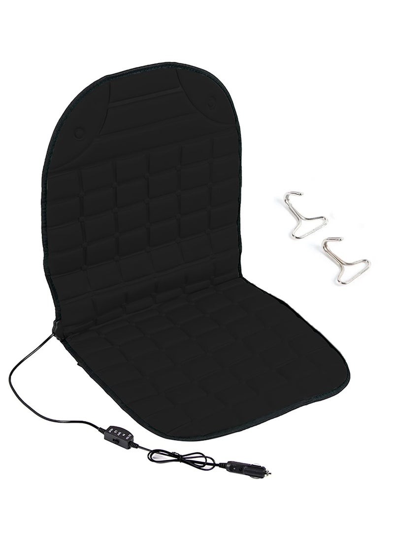 وسادة تدليك حرارية لمقعد السيارة قابلة للتعديل مع سلك تسخين سريع، وسادة كرسي التدليك للمنزل والمكتب واستخدام السيارة، مادة مقاومة للهب، تصميم مضاد للانزلاق، (أسود) - Image 1