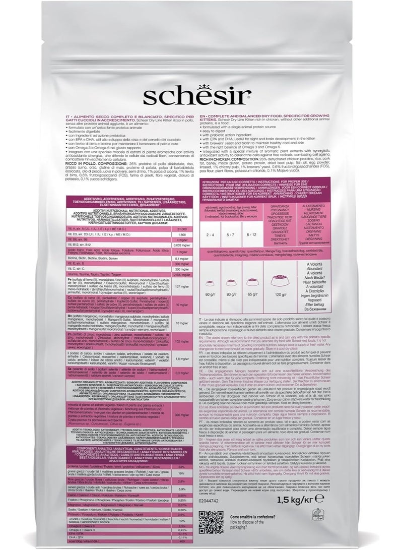 Schesir Dry food for kittens with a single protein source Kitten Rich in Chicken 1.5kg - Image 2