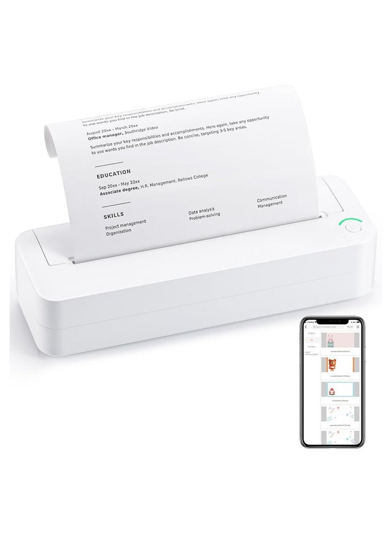 ارواق طابعة حرارية محمولة مقاس A4 طابعة سفر متنقلة لاسلكية متوافقة مع Android وiOS - Image 1