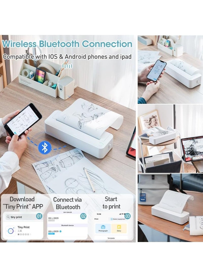 ارواق طابعة حرارية محمولة مقاس A4 طابعة سفر متنقلة لاسلكية متوافقة مع Android وiOS - Image 4