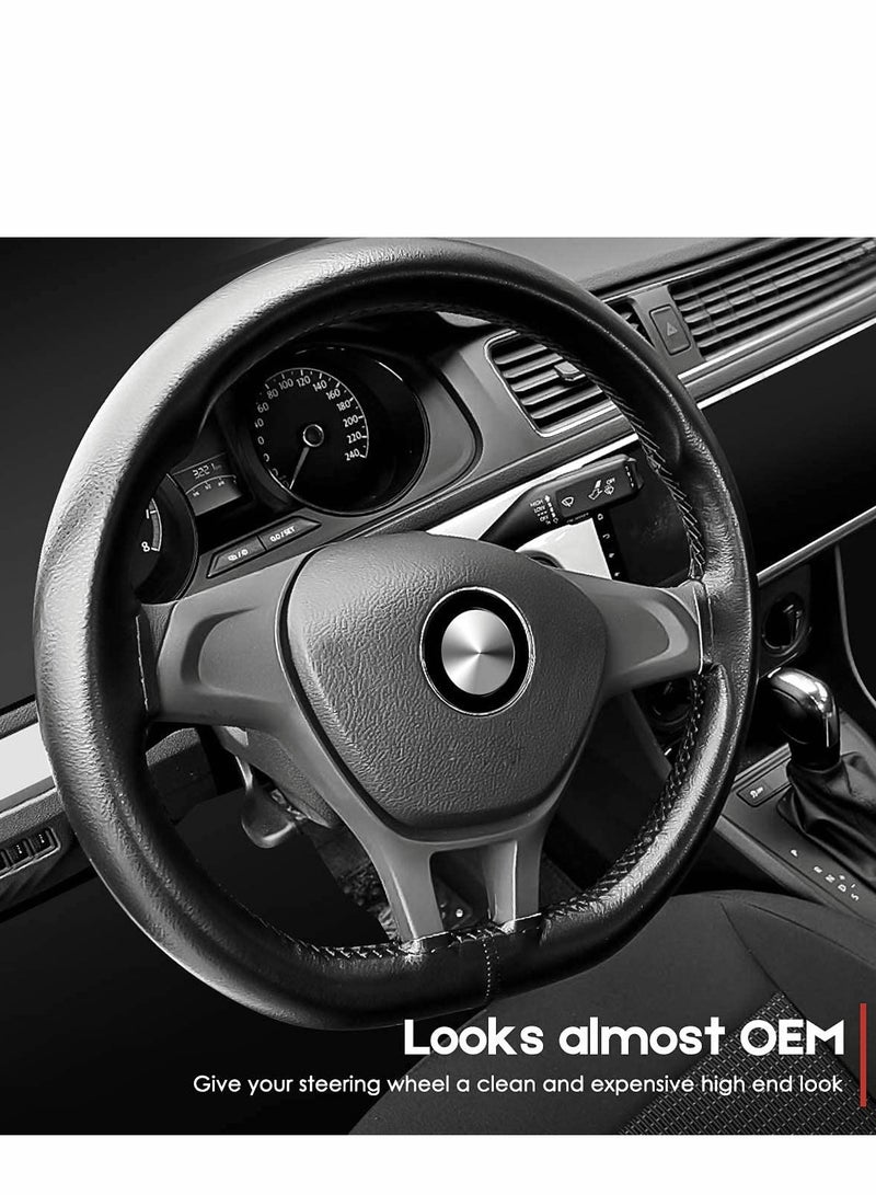 KASTWAVE DIY Hand Sewing Leather Car Steering Wheel Cover Lace Up, Universal Genuine Leather Car Steering Wheel Cover Stitch On Wrap (Black) - Image 2