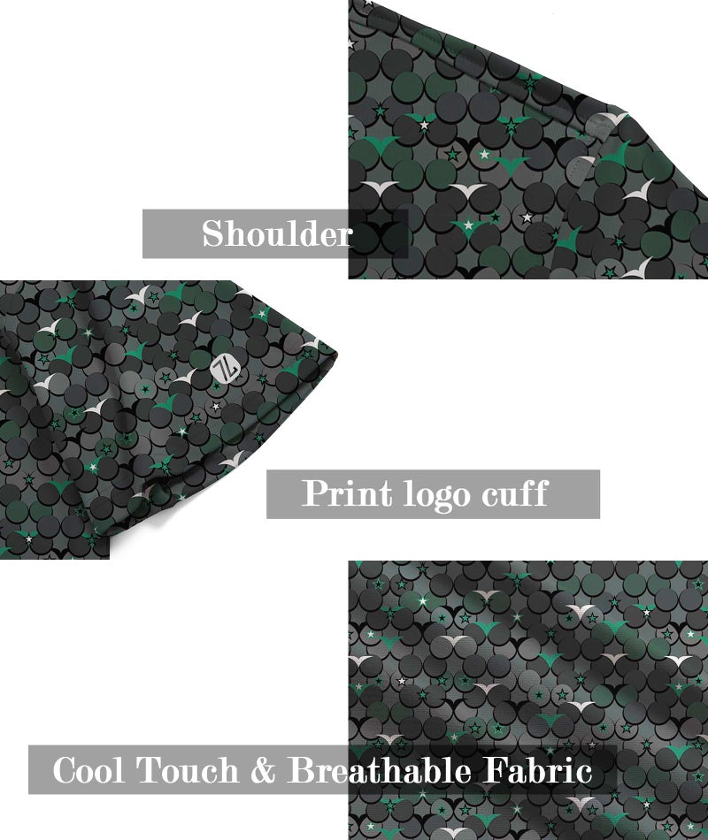 ZITY Men's Golf Shirts Short Sleeve Moisture Wicking Performance Print Patterns Casual Collared Golf Polo Shirt for Men Blackish Green - Image 5