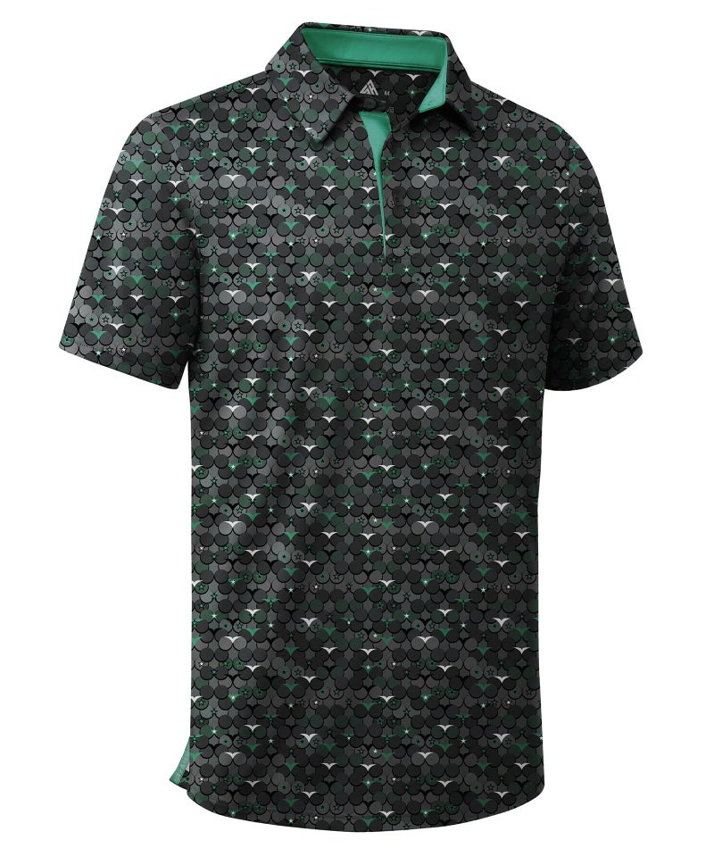 ZITY Men's Golf Shirts Short Sleeve Moisture Wicking Performance Print Patterns Casual Collared Golf Polo Shirt for Men Blackish Green - Image 1