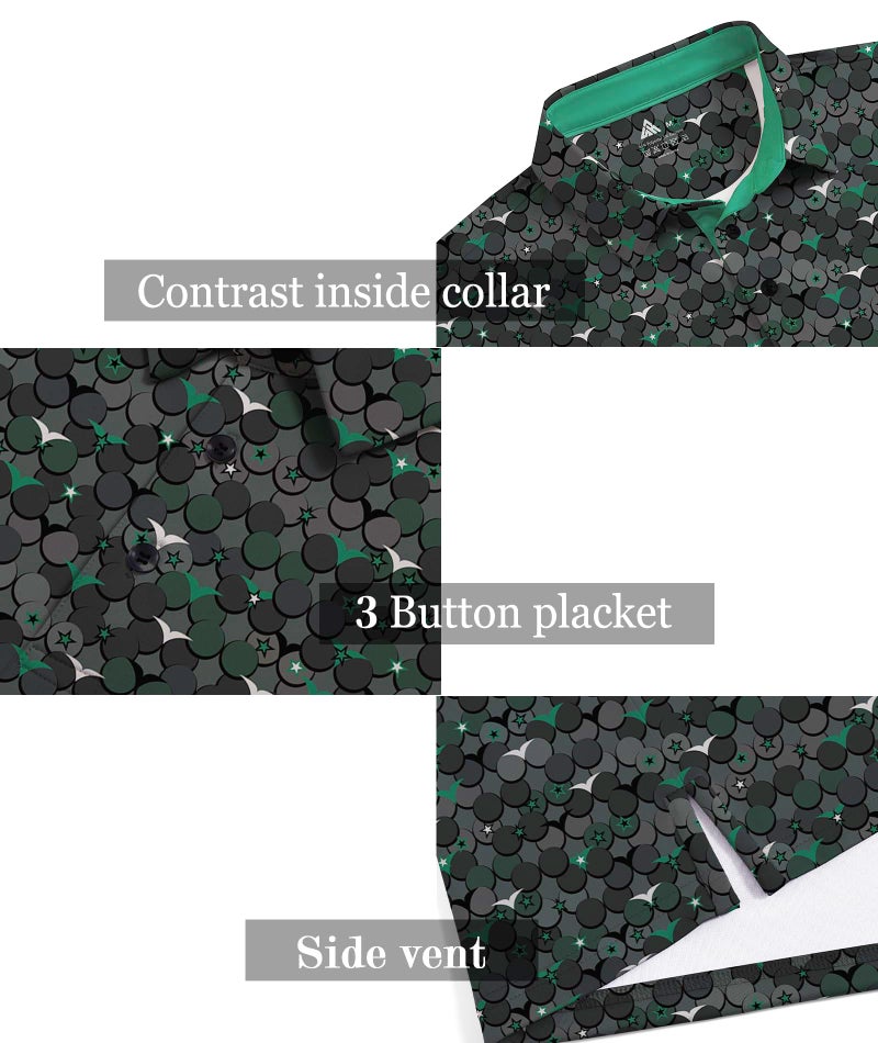 ZITY Men's Golf Shirts Short Sleeve Moisture Wicking Performance Print Patterns Casual Collared Golf Polo Shirt for Men Blackish Green - Image 4