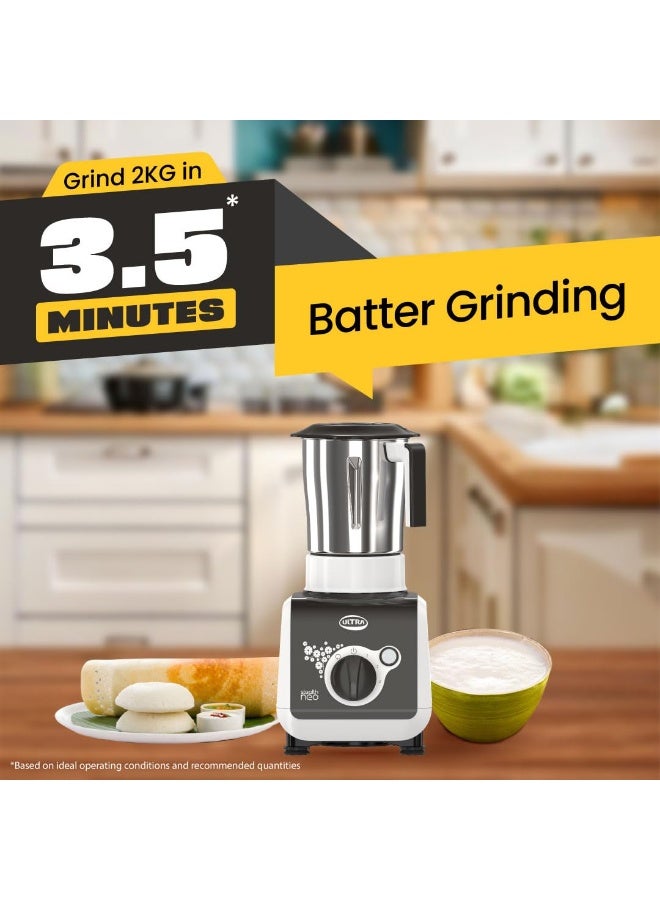 ULTRA Stealth neo MixerGrinder,750W,AISI304 Food Grade SS Jars &Blades,Serrated Stainless Steel Blades,Lesser noise,ABS Body,3Jars Small (0.5L),Medium (0.8L), Large(1.5L), 5Year Motor Warranty - Image 4