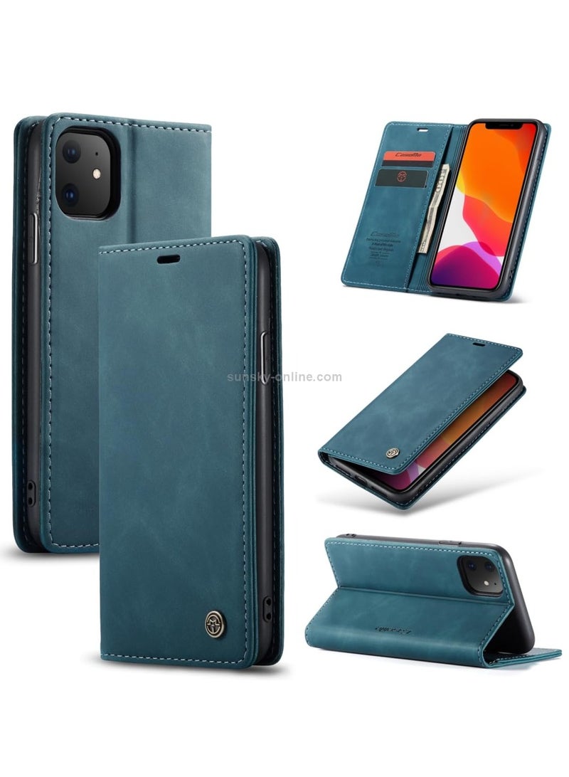 CaseMe Phone Case Luxury PU Leather Design 013 Flip Cover Card Slot Holder Cover For IPhone 11 (Green) - Image 1