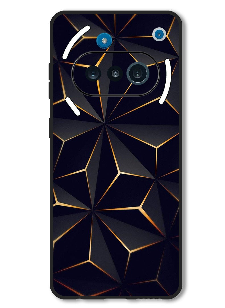 Theodor Case Compatible with Nothing Phone 3a Protection Shockproof Bumper Cover Black Gold Patter - Image 1