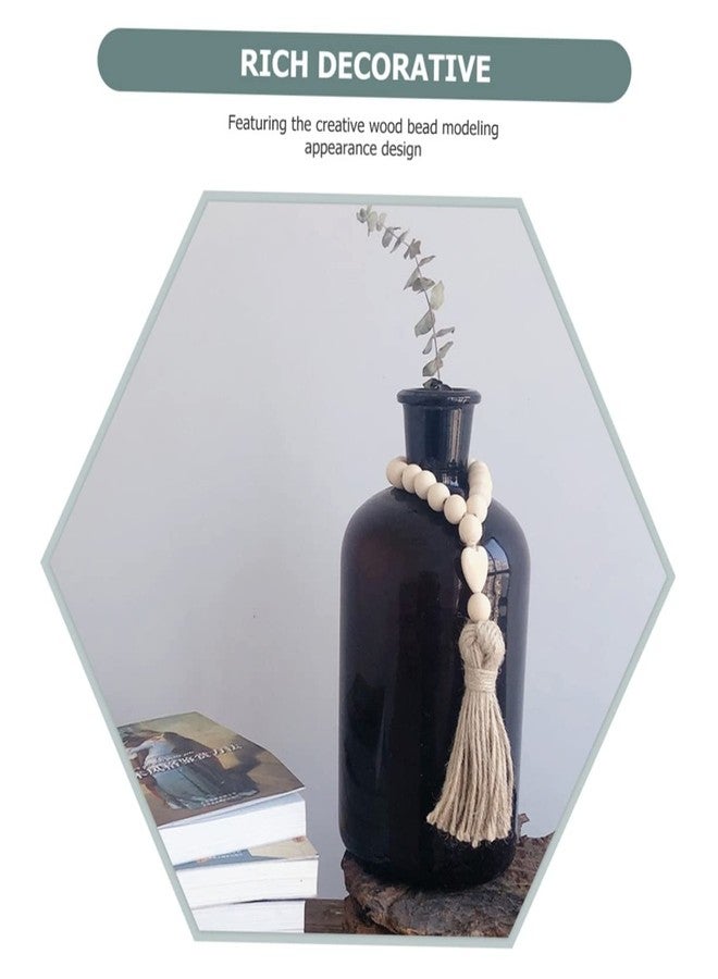 بريتي زووم زينة معلقة من الخرز الخشبي الريفي من بريتيزوم، مزينة بشرابة وقلادة على شكل قلب، بتصميم عقدة ريفية للمنزل والمكتب والمتجر، طولها 11.02 بوصة، لونها كاكي. - Image 5