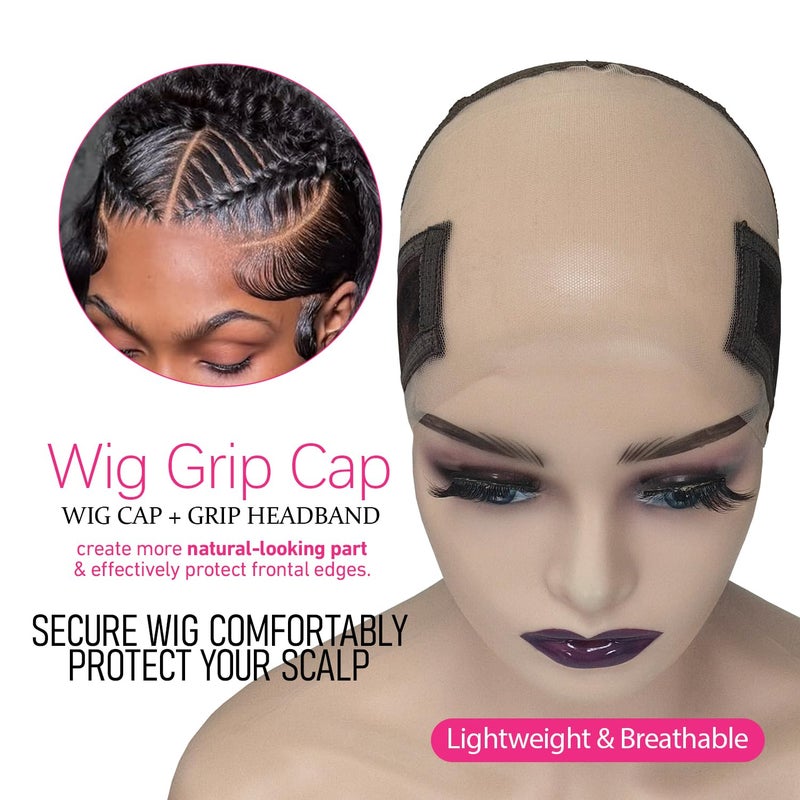 Labhairs Lace-MAX Wig Grip Cap for Women - Non Slip, Adjustable Wig Caps Holds Glueless Wigs Securely in Place, Reusable HD Lace Cap with Headband for Lace Front Wigs, One Size Fits All (Brown) - Image 3