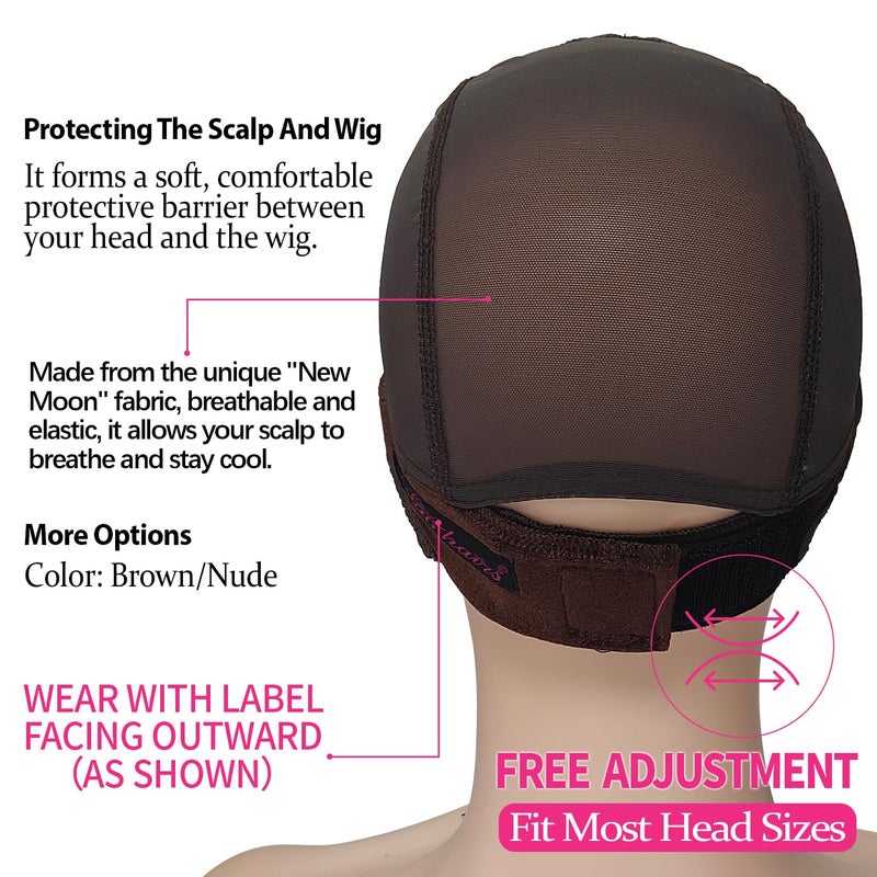 Labhairs Lace-MAX Wig Grip Cap for Women - Non Slip, Adjustable Wig Caps Holds Glueless Wigs Securely in Place, Reusable HD Lace Cap with Headband for Lace Front Wigs, One Size Fits All (Brown) - Image 5