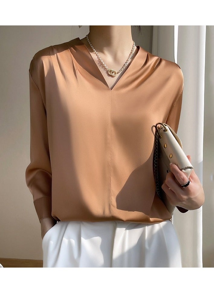 Shougu New Temperament Solid Color Shirt Women's Long Sleeved Shirt  - Image 1