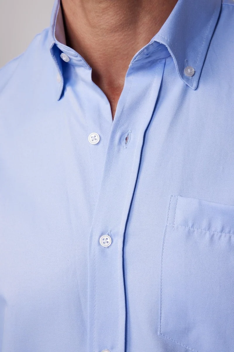 تودورس Classic Fit Long Sleeve Straight Collar Buttoned Pocket Blue Men's Shirt