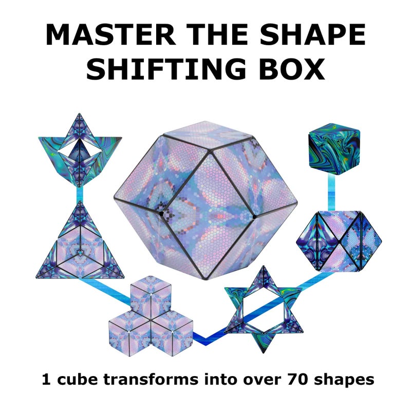 SHASHIBO Shape Shifting Box - Award-Winning, Patented Fidget Cube w/ 36 Rare Earth Magnets - Transforms Into Over 70 Shapes, Download Fun in Motion Toys Mobile App (Artist Series - Mystic Ocean) - Image 4