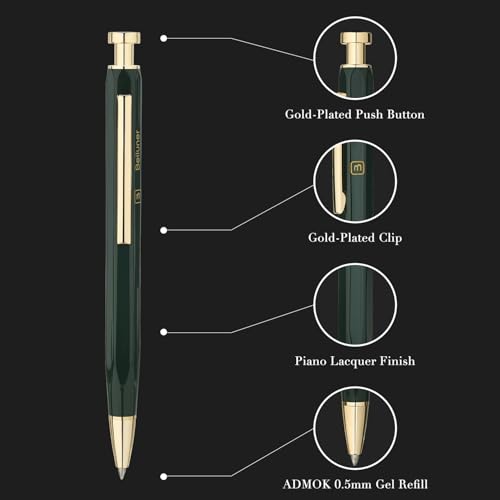BEILUNER 312 Metal Gel Pen 0.5mm, Hexagonal Design, Green Piano Lacquer with 24K Gold Plated Accents, Includes One Refill, Professional Gel Pen Gift Box Set - Image 3