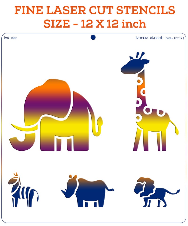 IVANA'S Animal Art Stencil for Art & Craft, Reusable DIY Decorative Stencil for Painting on Canvas, Fabric, Cloth, Paper, Glass, Furniture and Wall, Size - 12 x 12 inch, IVS-1002, Off White - Image 3