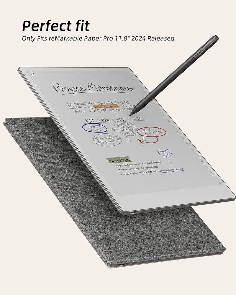 WALNEW Case for reMarkable Paper Pro, Slim Lightweight Protective Cover with Pen Clasp, Auto Sleep/Wake Book Folio Cover for reMarkable Paper Pro 11.8" (2024 Released) (Gray) - Image 2