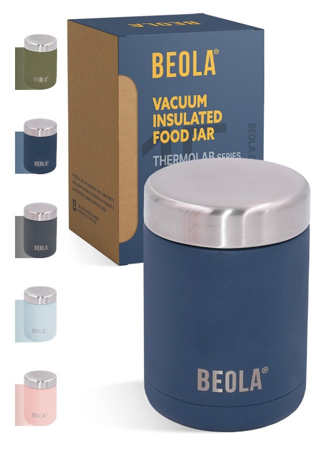BEOLA 450ml Food Jar Lunch Box Thermos Stainless Steel Double Wall Insulated Travel Food Flask for Kids and Adults, 15oz (Marine Blue)  - Image 1