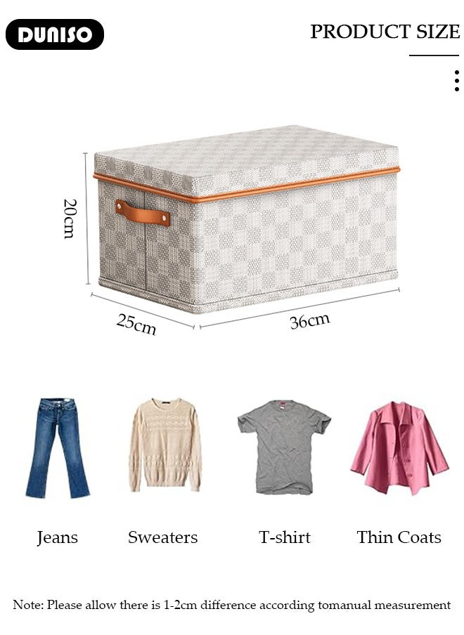 DUNISO Foldable Closet Storage Organizer with lid,Wardrobe Clothes Organizer For Clothing, Sheets, Toys, Books,Washable Closet Storage Boxes with Carrying Handles Cube Stackable Storage Bin for Home Bedroom Office  - Image 2