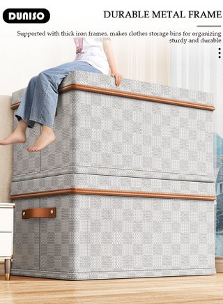 Foldable Closet Storage Organizer with lid,Wardrobe Clothes Organizer For Clothing, Sheets, Toys, Books,Washable Closet Storage Boxes with Carrying Handles Cube Stackable Storage Bin for Home Bedroom Office - view 3
