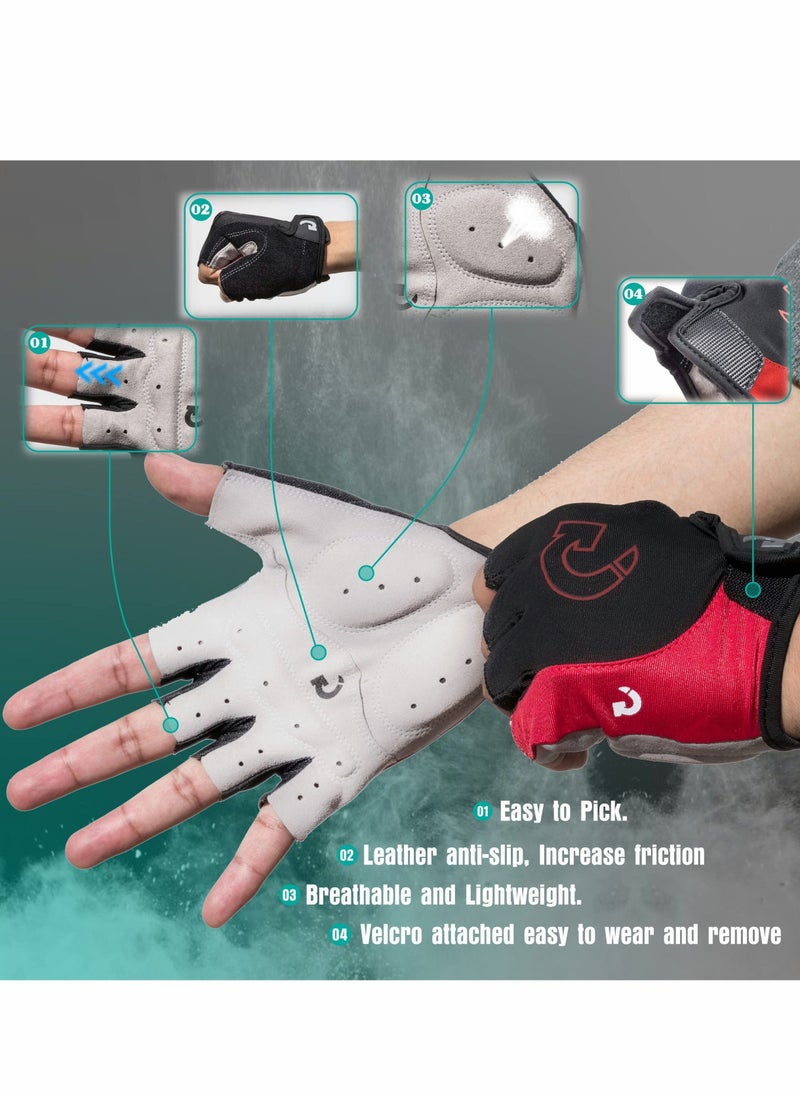 Excefore Cycling Gloves Bicycle Mountain Bike for Men Women Anti Slip Shock Absorbing Padded Breathable Half Finger Short Sports Accessories, XL - Image 2
