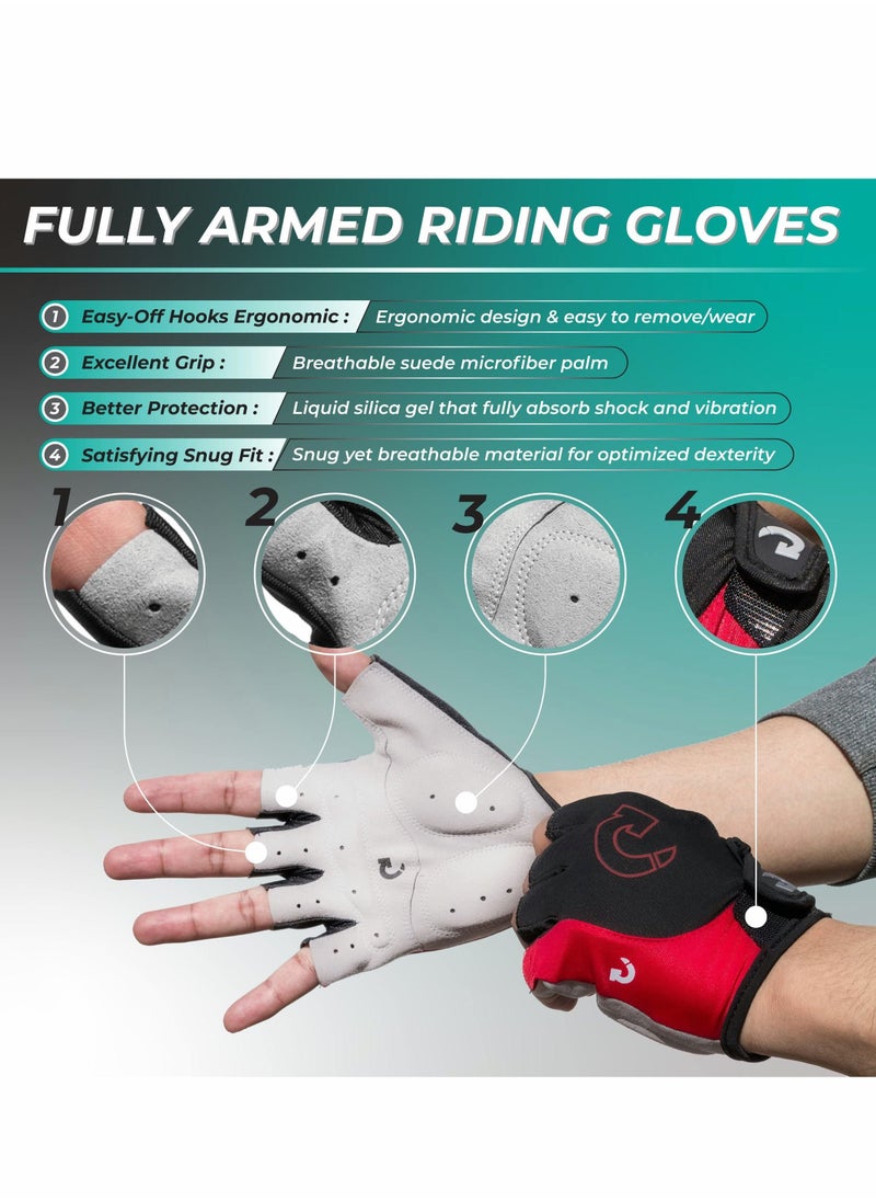 Excefore Cycling Gloves Bicycle Mountain Bike for Men Women Anti Slip Shock Absorbing Padded Breathable Half Finger Short Sports Accessories, XL - Image 4