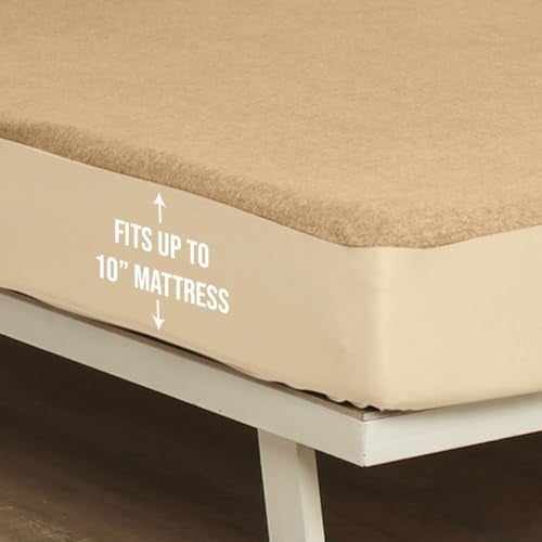Wakefit Cotton Feel Terry Ultra Soft Waterproof Mattress Protector | Breathable - Hypoallergenic Mattresses Cover 75" x 48" - Diwan, Beige - Image 3