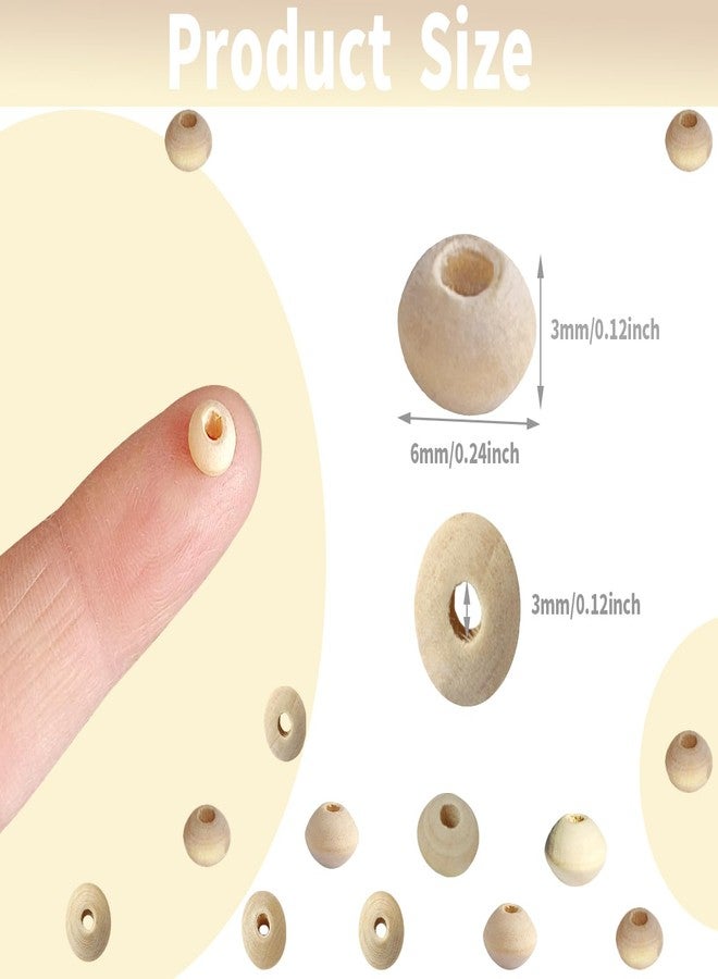 PAMIR TONG Abacus Wood Disc Beads 6mm 1000pcs Natural Flat Unfinished Round Saucer Beads Rondelle Loose Spacer Beads Large Hole Wooden Beads for DIY Craft-Bracelet-Keychain-Jewelry Making - Image 2