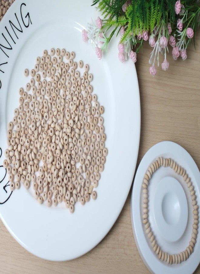 PAMIR TONG Abacus Wood Disc Beads 6mm 1000pcs Natural Flat Unfinished Round Saucer Beads Rondelle Loose Spacer Beads Large Hole Wooden Beads for DIY Craft-Bracelet-Keychain-Jewelry Making - Image 4