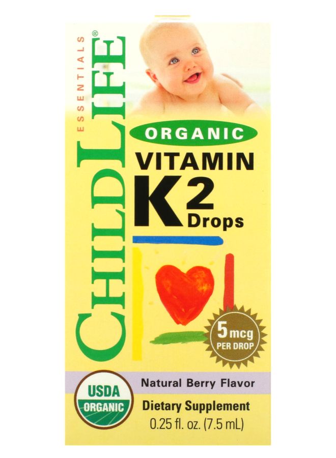 Organic Vitamin K2 Drops Natural Berry 5 mcg 0.25 fl oz (7.5 ml)