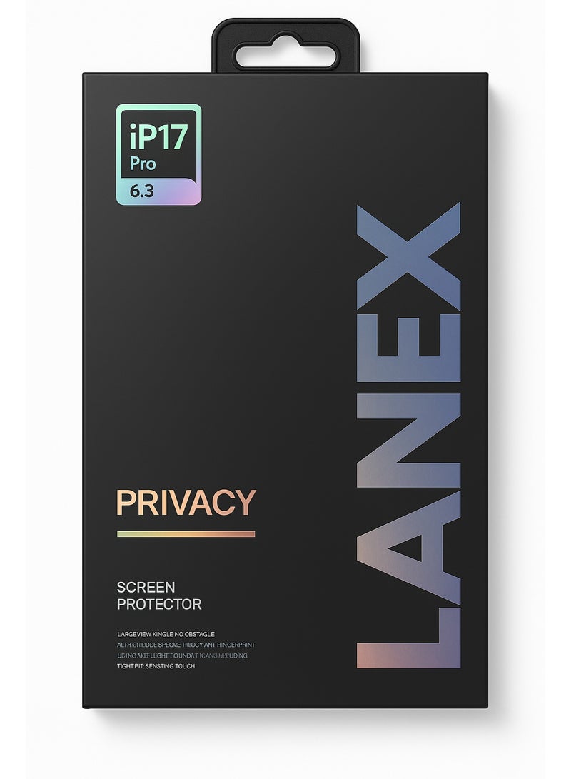 LANEX Privacy Screen Protector for iPhone 17 Pro 6.3” – 28° Privacy Filter & Sensitive Touch - Image 2