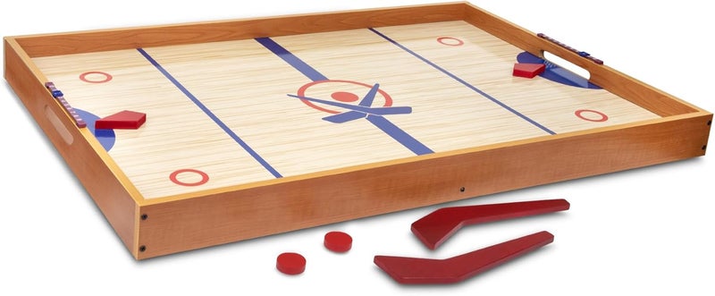 Point Games Tabletop Slap Shot Hockey Game - Super Durable Large Wooden Board With 2 Sticks and Pucks - Great Family Game for Ages 5+ - Image 5