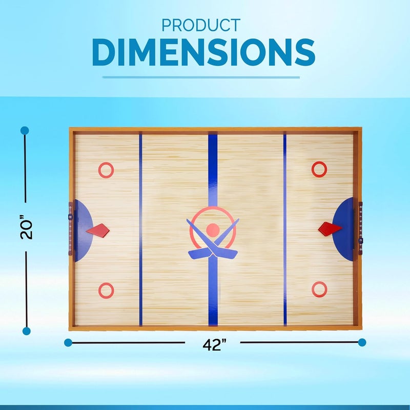 Point Games Tabletop Slap Shot Hockey Game - Super Durable Large Wooden Board With 2 Sticks and Pucks - Great Family Game for Ages 5+ - Image 3