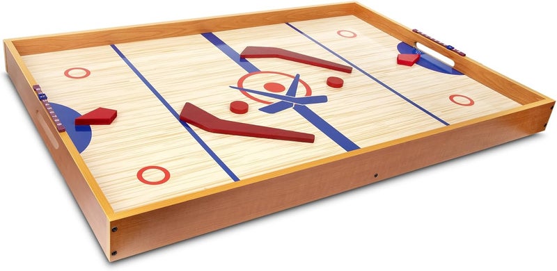 Point Games Tabletop Slap Shot Hockey Game - Super Durable Large Wooden Board With 2 Sticks and Pucks - Great Family Game for Ages 5+ - Image 1
