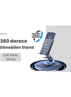 Cosmostech Phone and Tablet Holder 360° Rotating, Foldable Metal Aluminum Desktop Stand  - Image 5