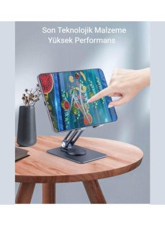 Cosmostech Phone and Tablet Holder 360° Rotating, Foldable Metal Aluminum Desktop Stand  - Image 3