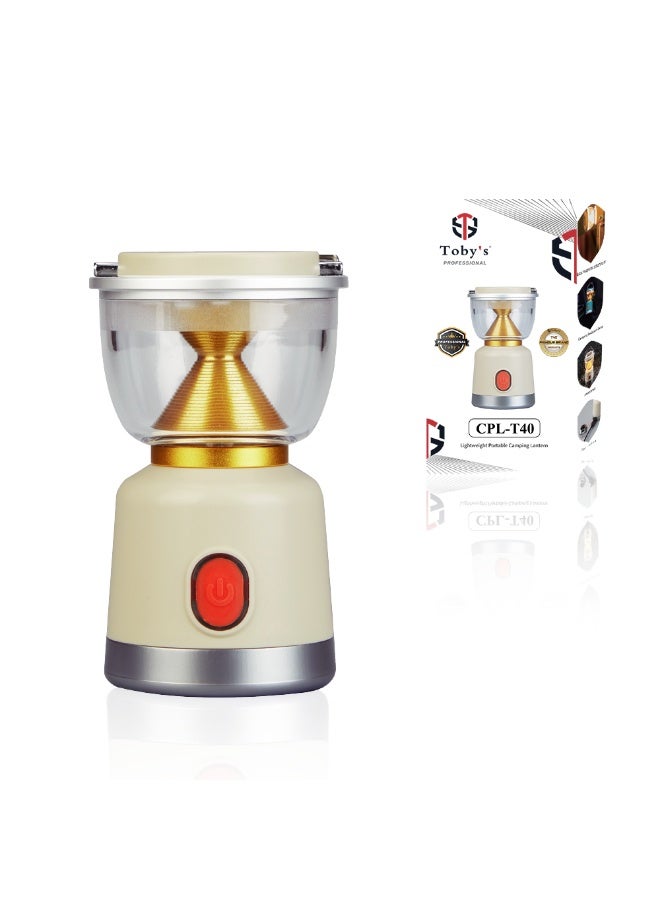 توبيز فانوس توبـي CPL-T40 خفيف الوزن ومحمول للتخييم، بطارية قابلة للشحن 2400mAh، سطوع 7–250 لومن، 5 أوضاع إضاءة، قاعدة مغناطيسية، حلقة تعليق، تشغيل 62 ساعة - Image 1