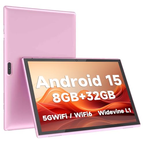 ZZB 10 inch Tablet Android 15 Tablet PC, 10.1" Android Tablets DDR4 8GB RAM 32GB ROM 2MP+8MP Dual Camera 5G WiFi-6 BT Support 1TB Expand 10 in IPS 6000mAh Battery Powerful Performance Tablets (Pink) - Image 1