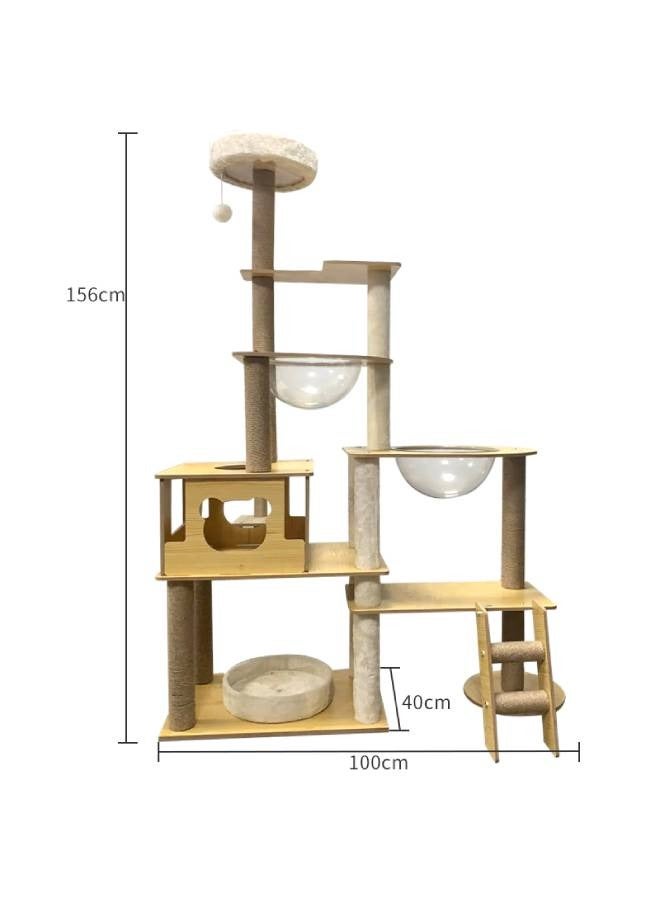 NKX Premium 156 cm Multi‑Level Cat Tree with Bubble Perches, Cozy Hideout & Sisal Scratching Posts - Image 2