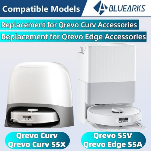 Bluearks قطع غيار بلوارك 24 قطعة لجهاز تنظيف الروبوت روبروك كريفو كيرف/كيرف S5X/كريفو إيدج/إيدج S5A/كريفو S5V، 1 فرشاة رئيسية 4 فرش جانبية 4 فلاتر هيبا 6 أكياس مكنسة 6 وسادات ممسحة - Image 2