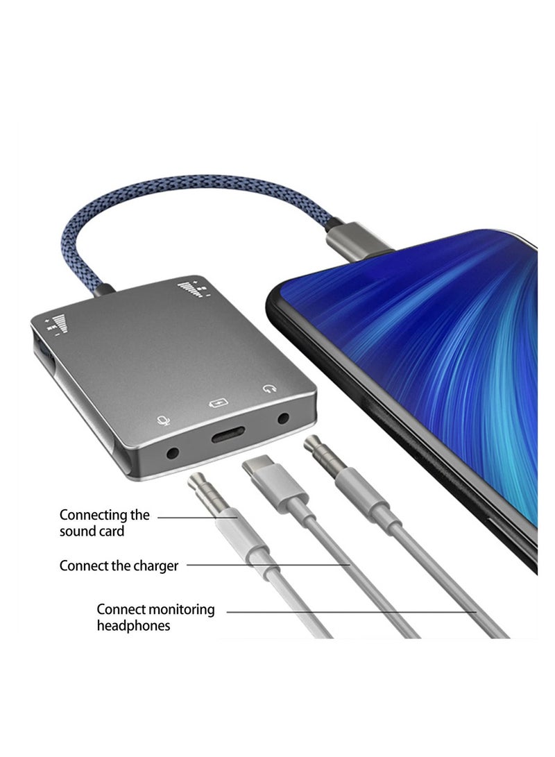 SYOSI Sound Card Audio Charging Converter, External Sound Card, Born for Live Streaming, Fully Compatible with Type C Phones and Devices, Plug & Play, No Drivers Needed (Black)  - Image 4